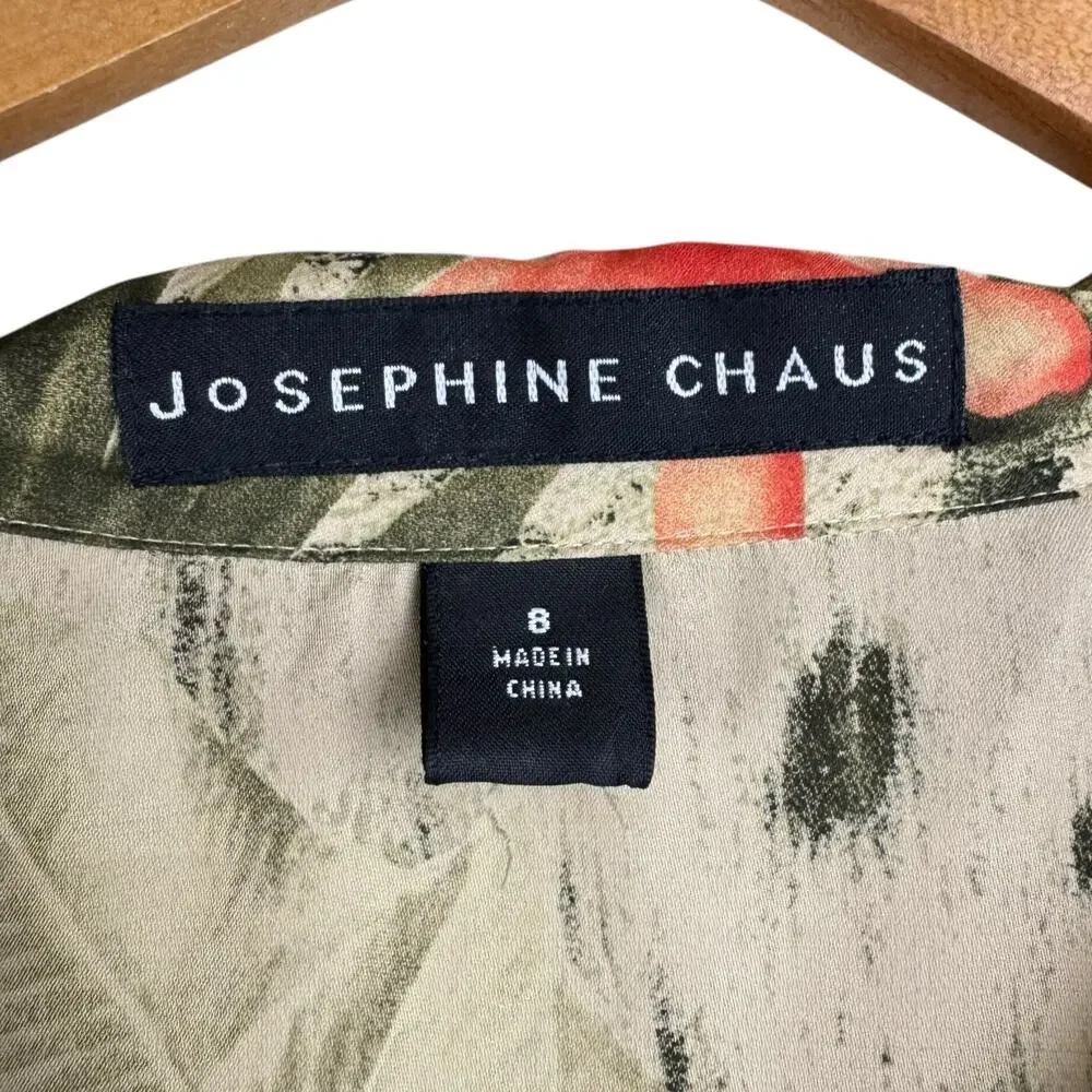 Josephine Chaus Womens 2 Piece Green Tropical Floral Print Silk Matching Set